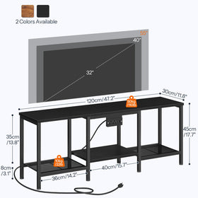 HOOBRO TV Stand charging station with outlets and USB ports for devices.