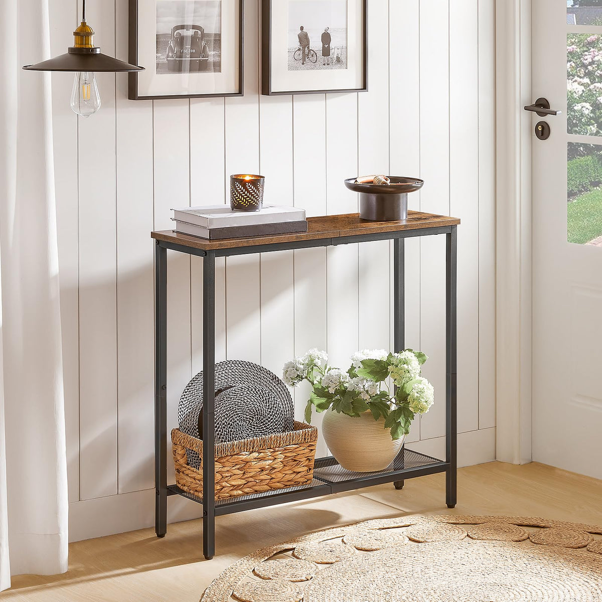 HOOBRO two-tier shelf console displaying compact storage and display options