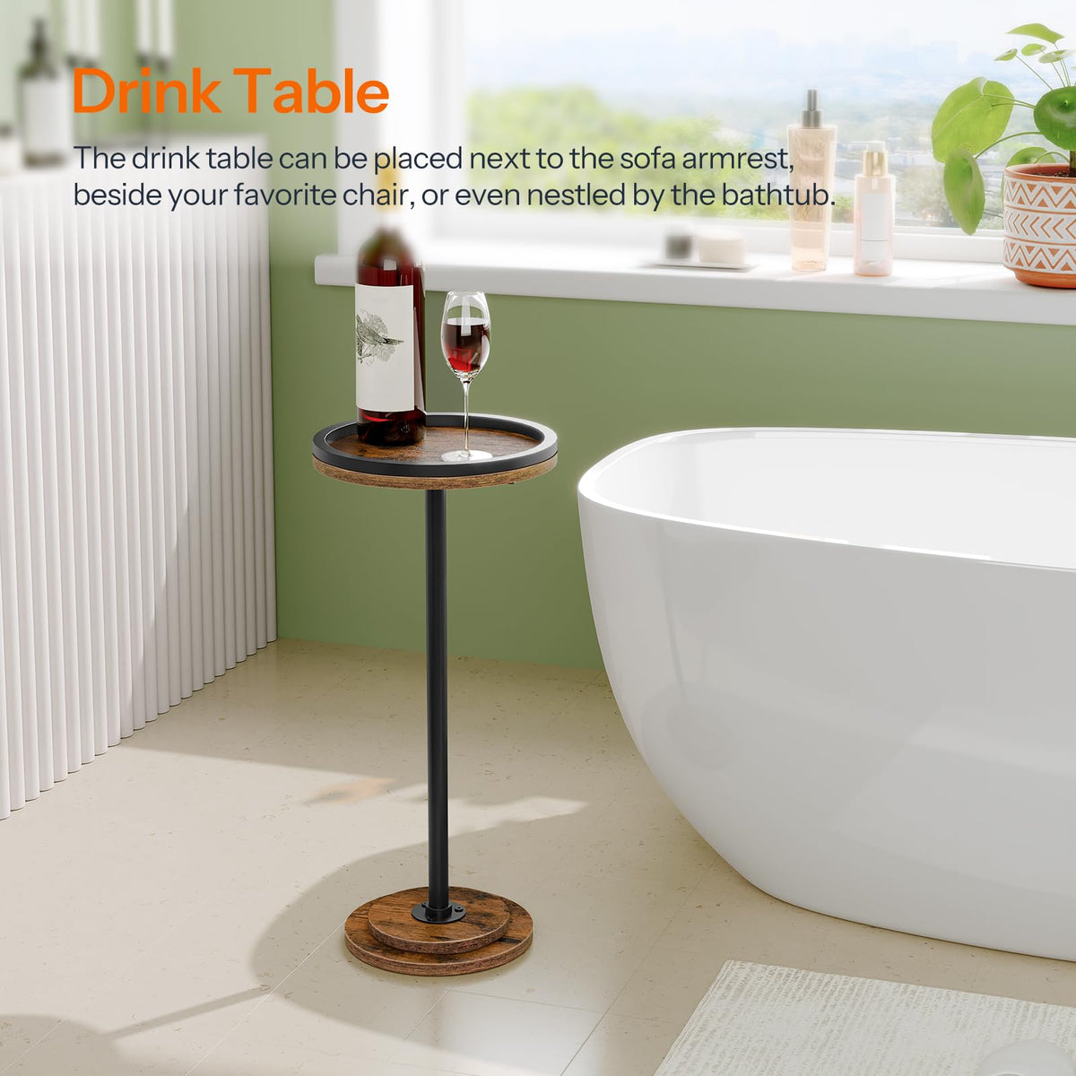 HOOBRO versatile table sits beside sofa or chair for drinks or decor.