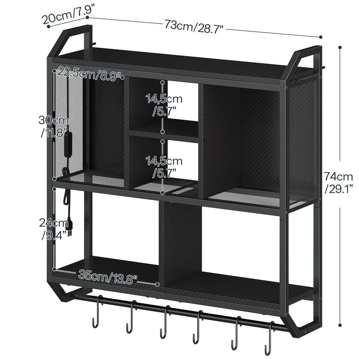 HOOBRO wall-mounted 3-tier display maximizes vertical storage while keeping consoles within reach.