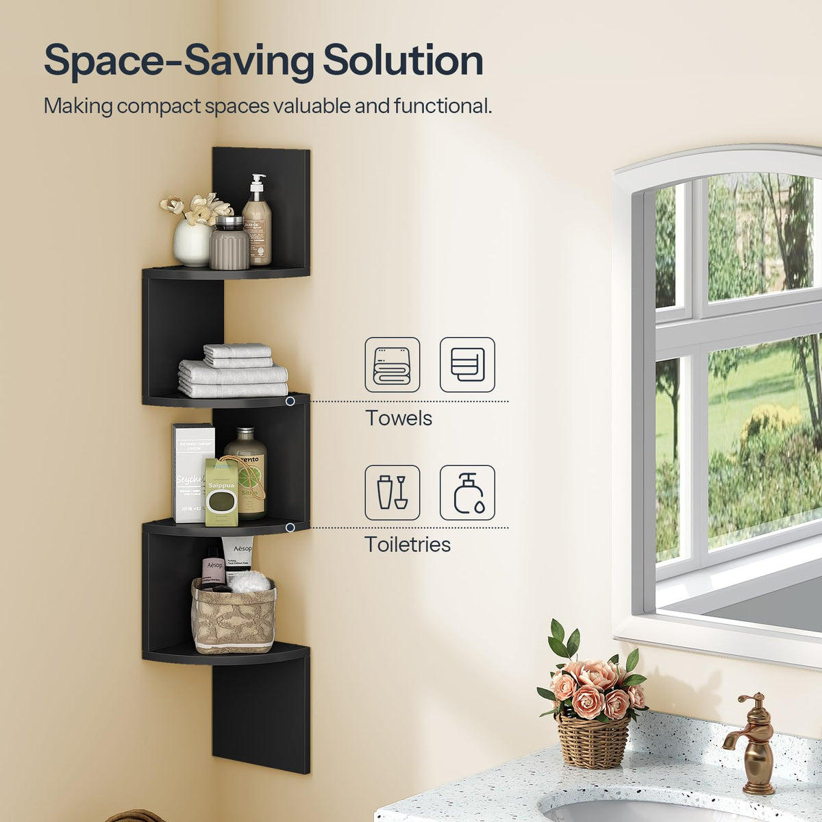 HOOBRO easy-to-install wall shelves with clear instructions for quick setup.