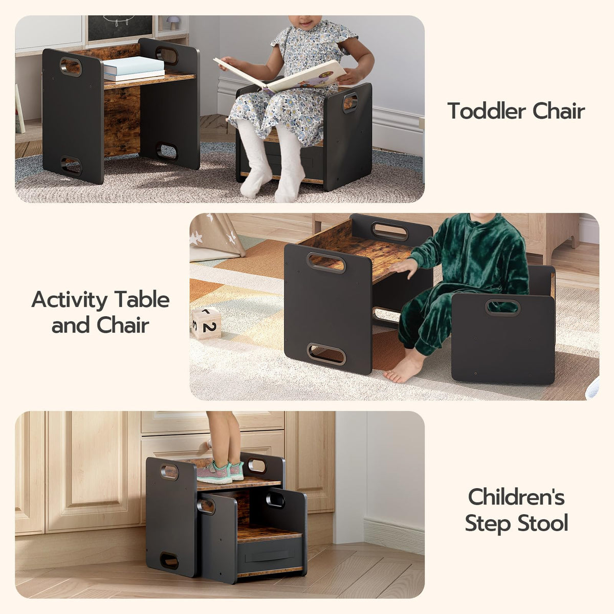 Compact HOOBRO design saving space in a bright playroom.