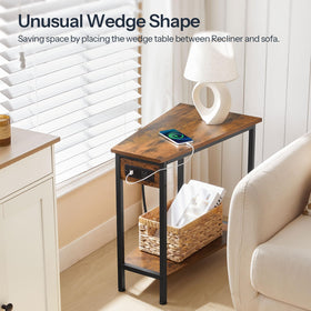HOOBRO wedge end table easy assembly shown with numbered parts.