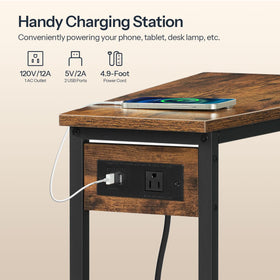 HOOBRO wedge end table compact size fits tight spaces by sofas.