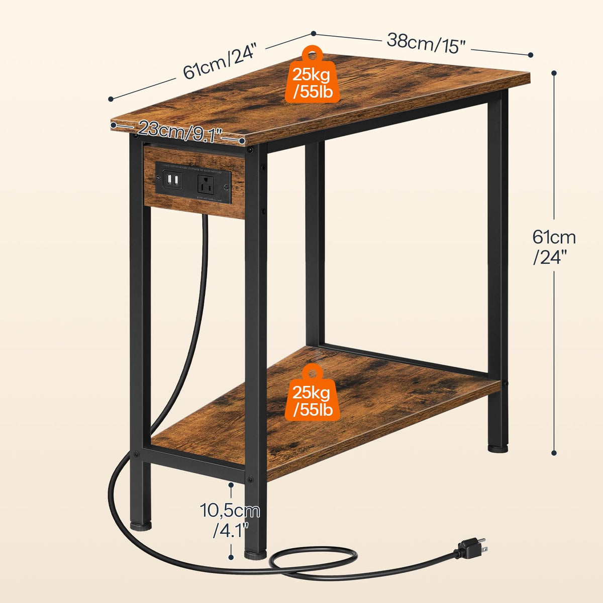 HOOBRO wedge end table industrial design showcases retro charm and practicality.