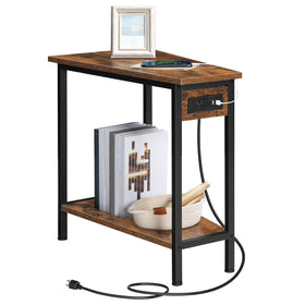 HOOBRO wedge end table two shelves keep essentials organized.