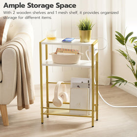HOOBRO white and gold end table complements modern decor and fits slim spaces