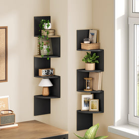 HOOBRO zigzag-curved shelves add rustic charm to any room.