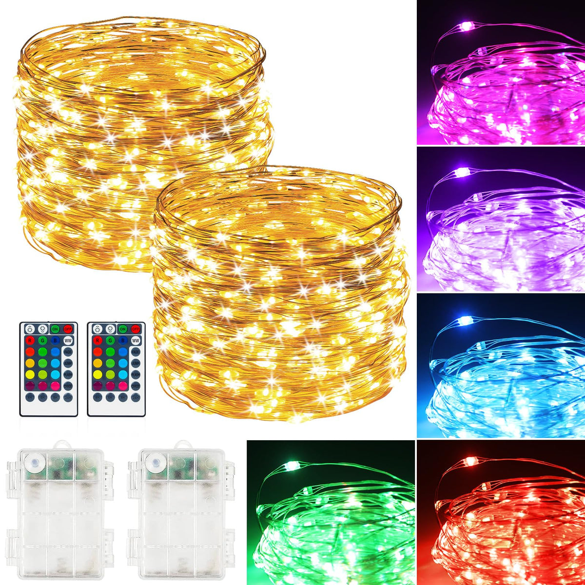 Hoofun battery fairy lights 39ft 120LED with remote for flexible decorating indoors.