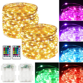 Hoofun battery fairy lights 39ft 120LED with remote for flexible decorating indoors.