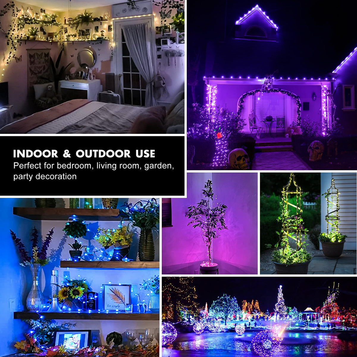 Hoofun outdoor-ready lights illuminate gardens and patios.