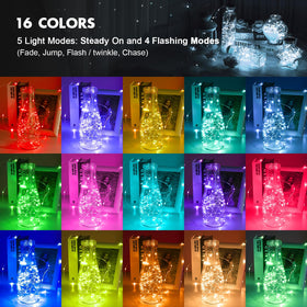 Hoofun fairy lights with remote timer and RGB colors for mood lighting.