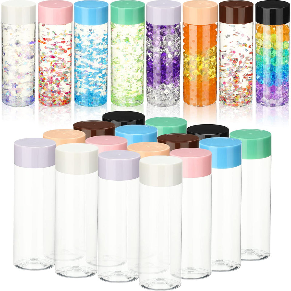 Hoolerry sensory bottles 16pcs clear with lids for DIY crafts and sensory play