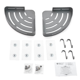 Hoomtaook bathroom storage kit with hooks and adhesive pads.