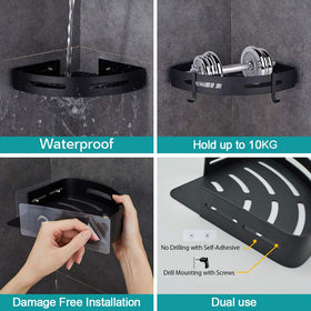 Hoomtaook two-tier shower caddy in use, saving bathroom space
