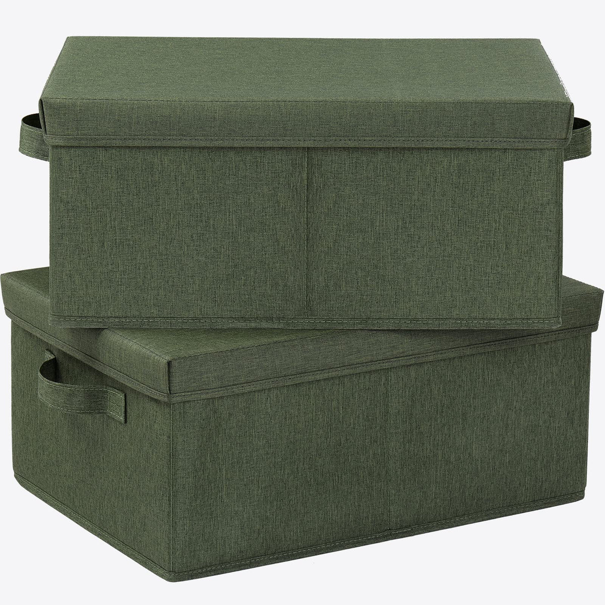 HOONEX olive storage bin front view with lids for organized spaces and dust protection.