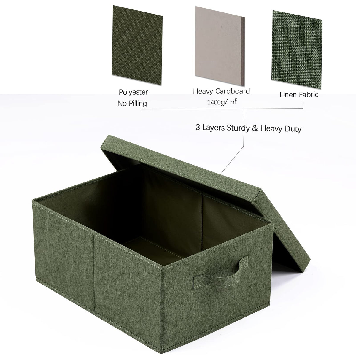 HOONEX olive storage bin open top reveals roomy 24L capacity.