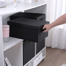 HOONEX storage bins with 24L capacity fit clothes, books, and more.