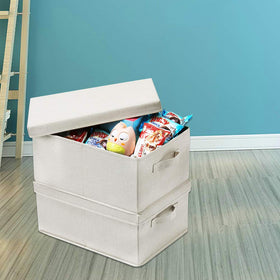 HOONEX storage bins feature heavy cardboard construction for durable daily use