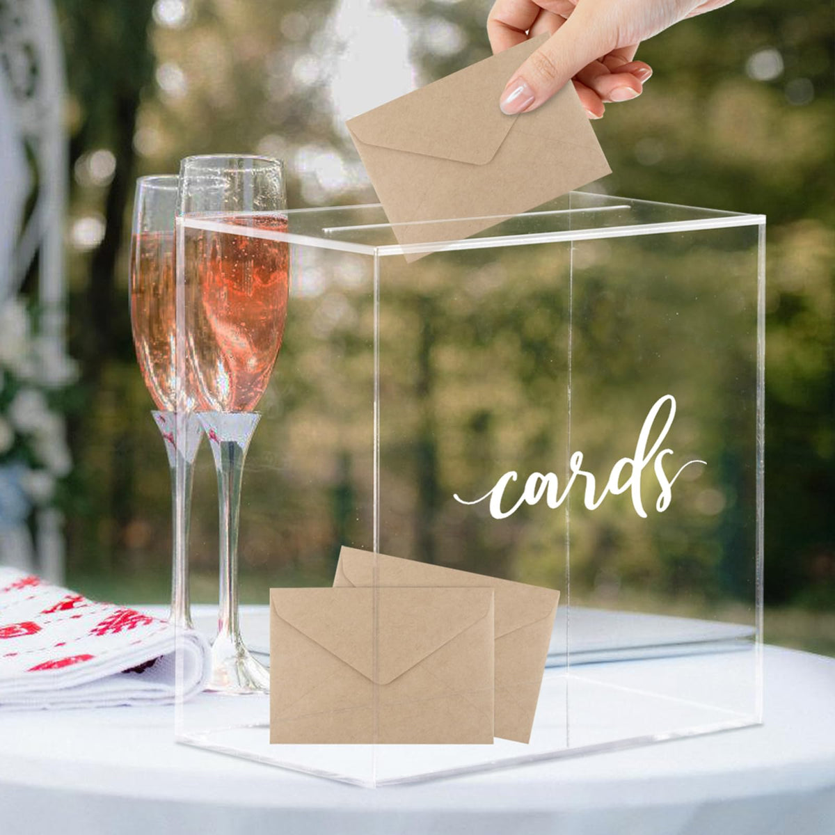 Hooqict clear wedding card box with slot on reception table for guest messages