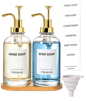 Hoousuper dish soap dispenser with pump, clear glass for easy monitoring