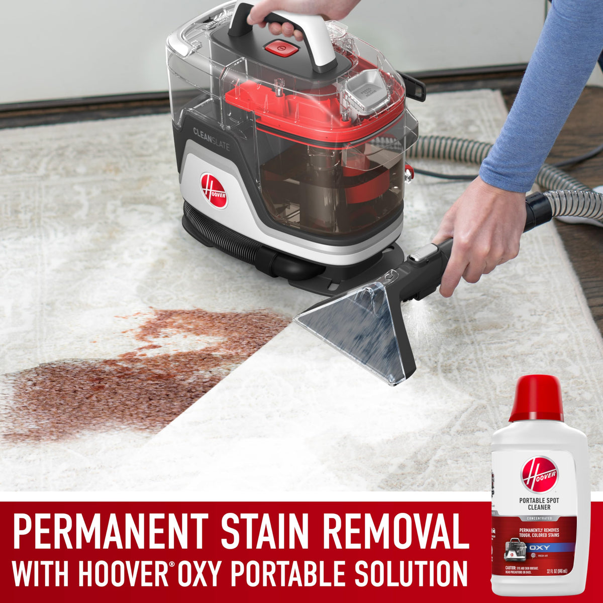Hoover CleanSlate Plus includes trial oxy solution for immediate spot cleaning
