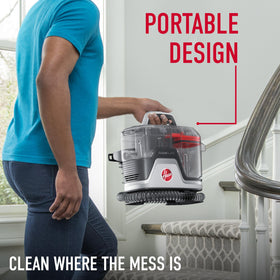 Hoover CleanSlate Plus TightSpot tool reaches edges for upholstery cleaning