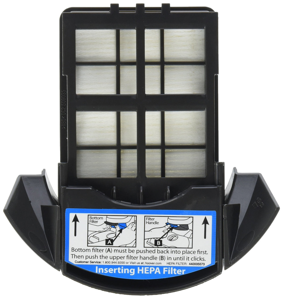 Hoover HEPA exhaust filter for multiple models improves air quality.
