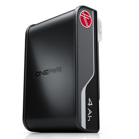 Hoover ONEPWR 4.0 Ah battery in hand shown for quick swaps and extended cleaning sessions