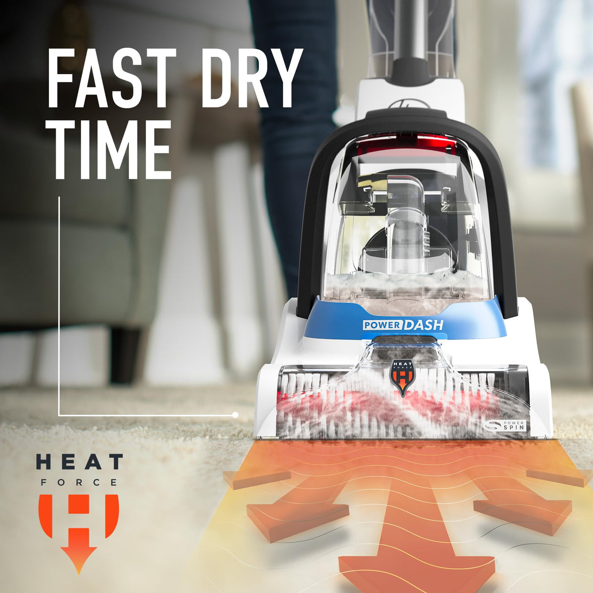 Hoover PowerDash Pet cleaner includes Clean Packs sample to tackle urine, vomit, and stains.