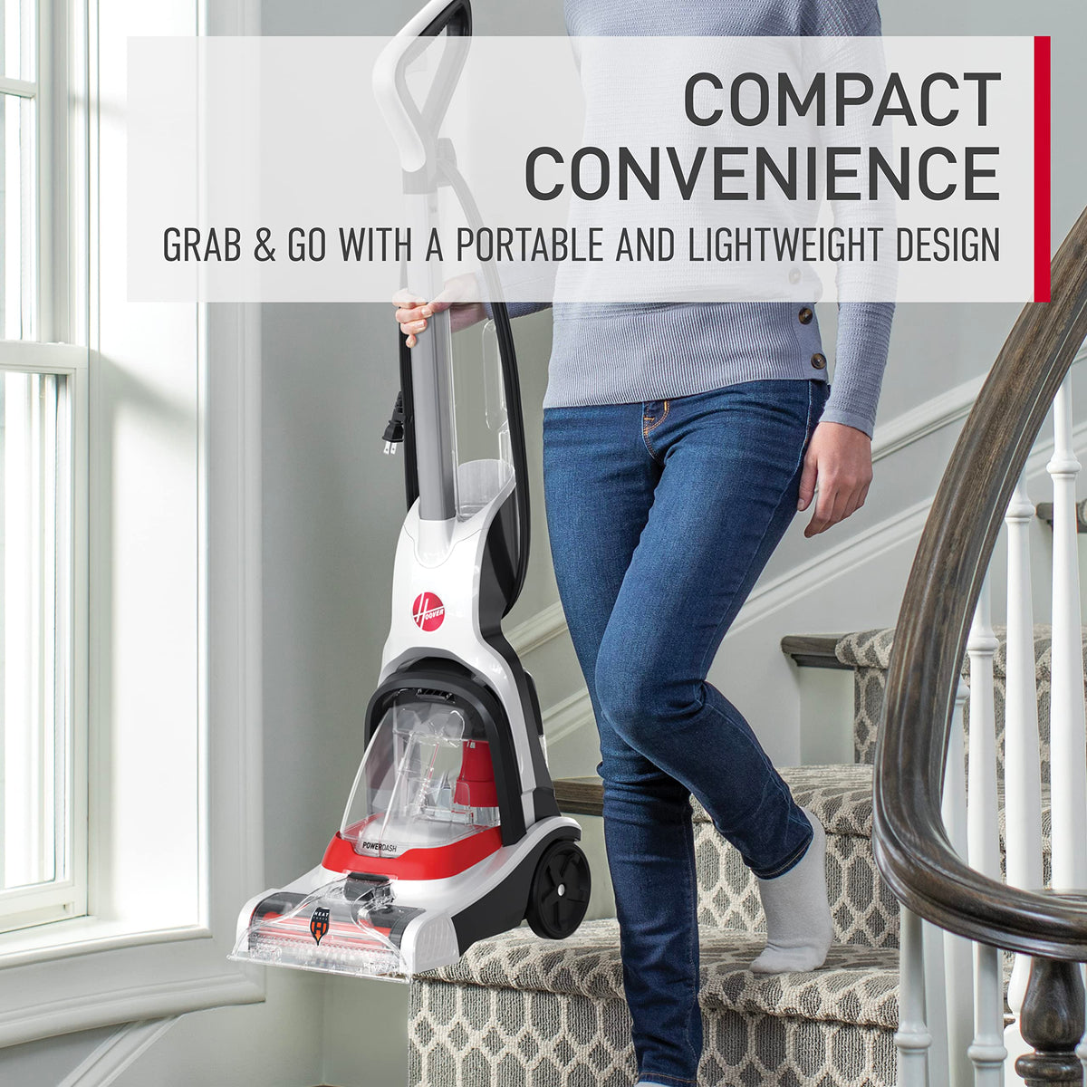 Hoover PowerDash Pet+ ideal for small spaces and stairs cleaning.