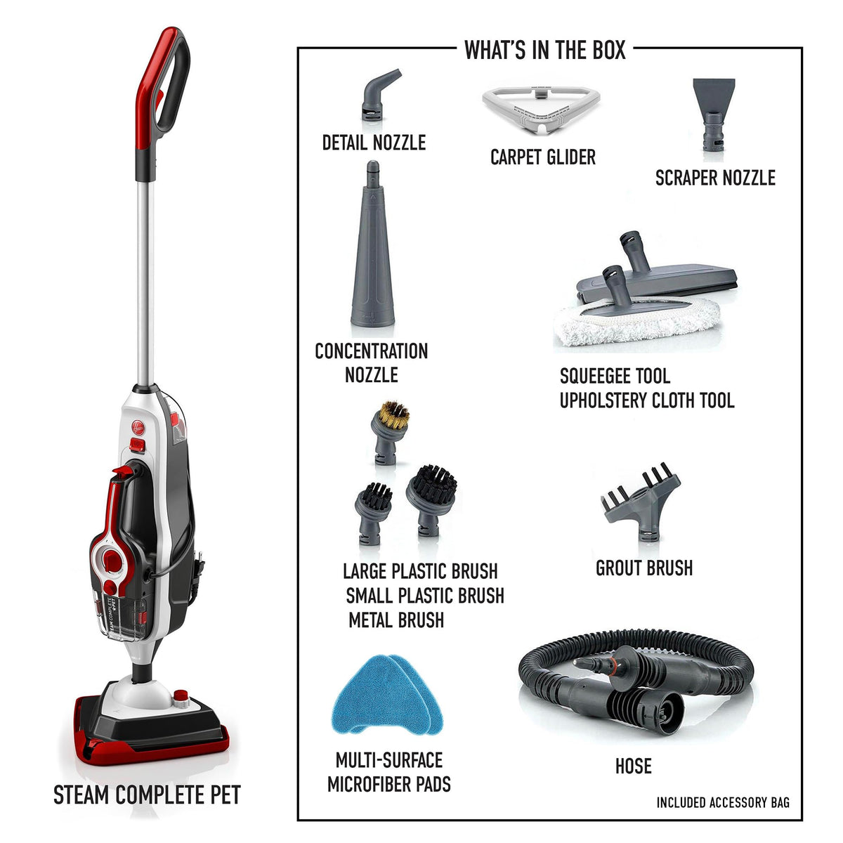 Hoover Steam Complete Pet Steam Mop compact design with easy-pull trigger