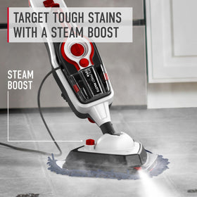 Hoover Steam Complete Pet Steam Mop cleaning tile corners efficiently