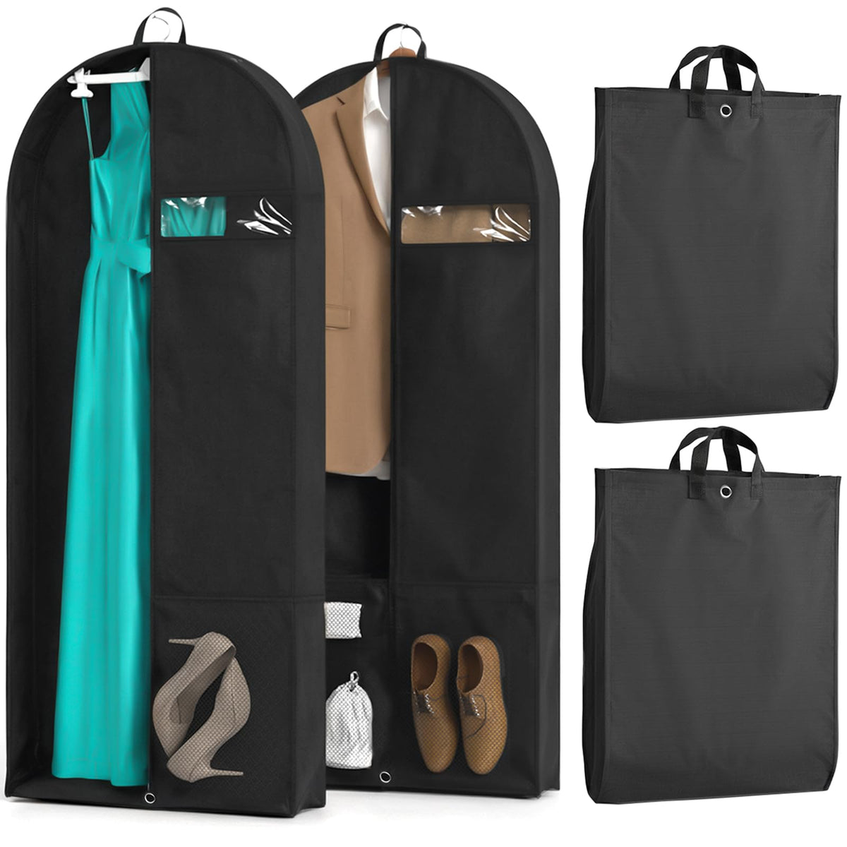 Hopack 43-inch garment bag open view shows roomy interior for outfits
