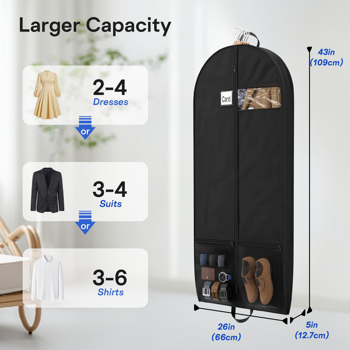 Hopack bottom pockets demonstrate organized storage for shoes and accessories