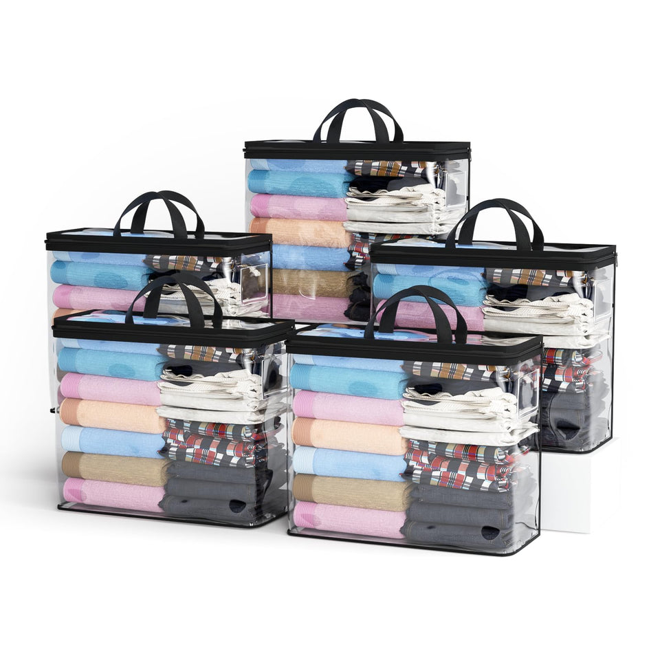 Hopack clear zipper storage bags show clothes and blankets for easy organization