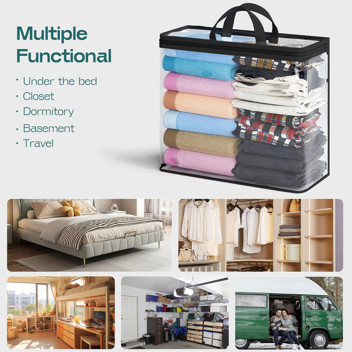 Hopack under-bed storage odor guidance image shows recommended airing after receipt