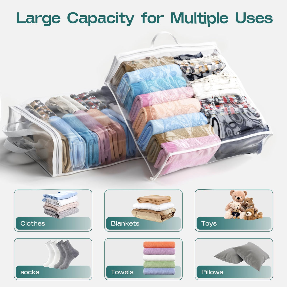 Hopack see-through storage bag showing contents for quick access.