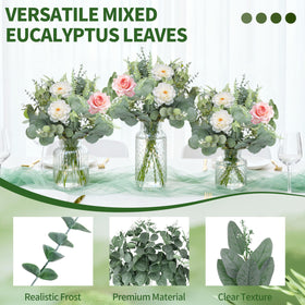 Hoplito short eucalyptus stems for compact arrangements.