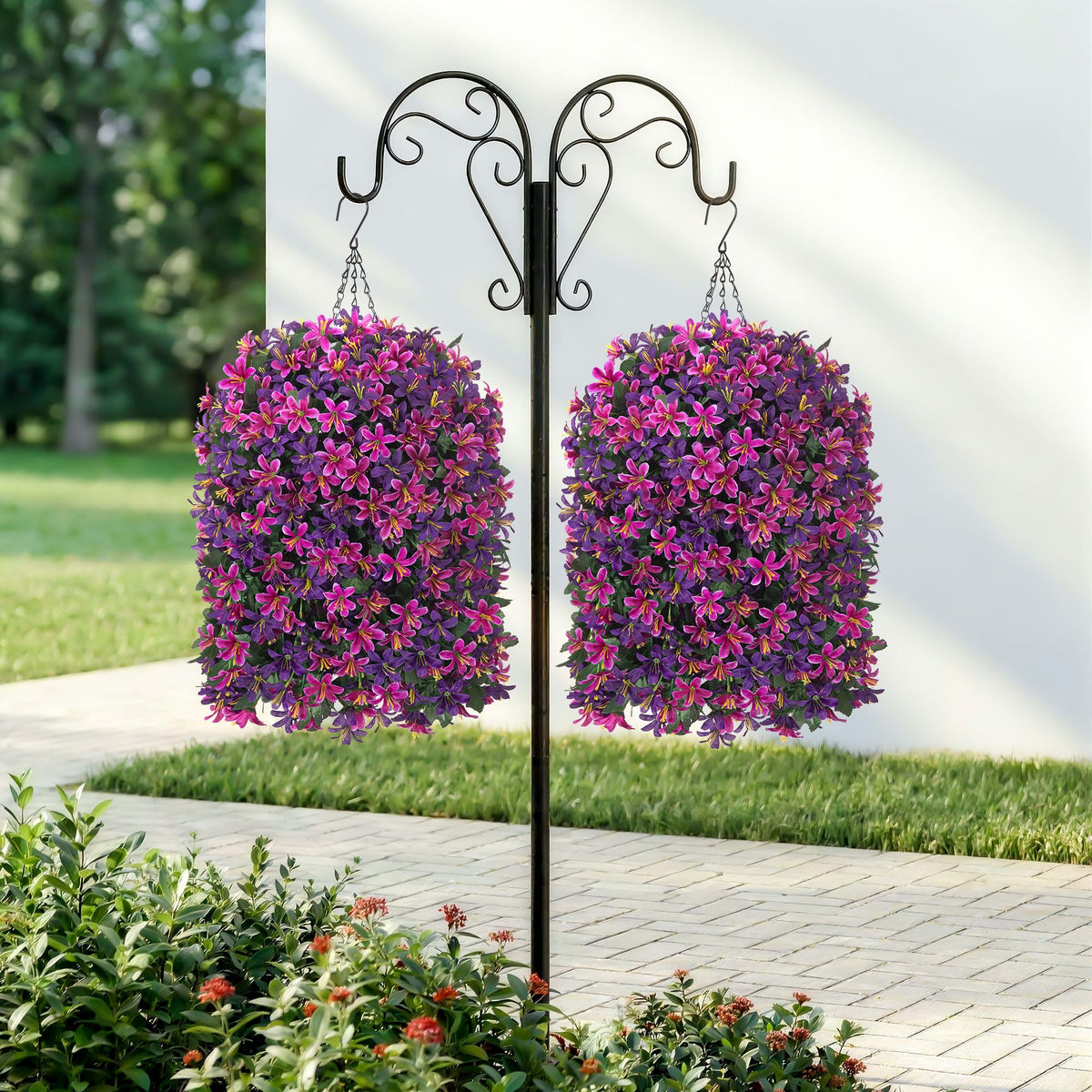 Hoppwodd artificial lily basket-dimensions with precise size for porch charm