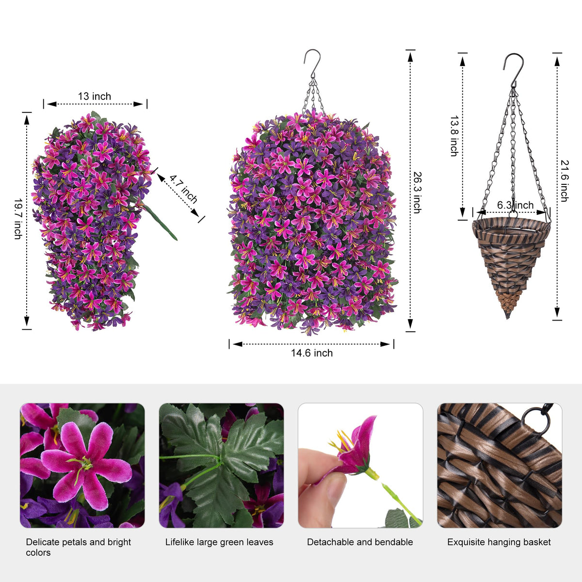 Hoppwodd artificial lily long-trailing-bloom in purple demonstrates dramatic cascading effect