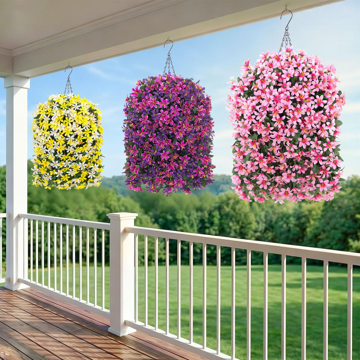 Hoppwodd artificial lily porch-display-setup captures versatile outdoor styling