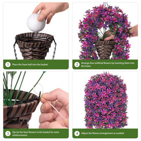 Hoppwodd artificial lily four-piece-hanging-setup shows instant cohesive outdoor display