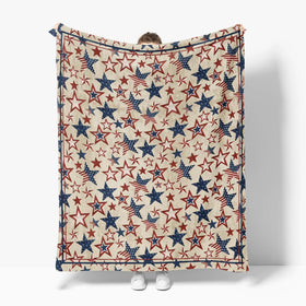 Horaldaily blue-red star blanket suitable for outdoor use and travel