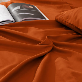 Horbaunal burnt orange queen pillowcase 20x30 pairs with stripe embossing for decorative touch