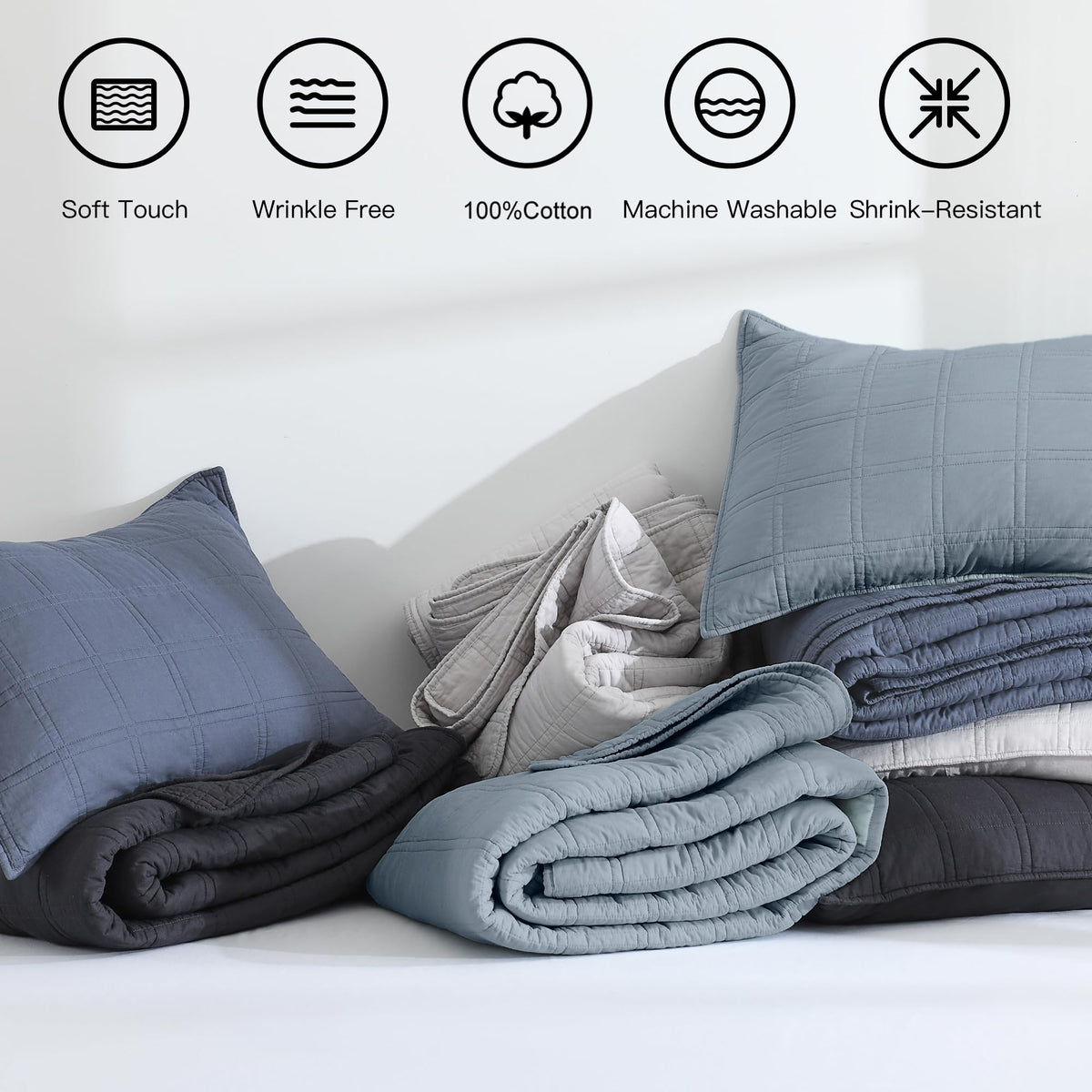 HORIMOTE HOME Easy care quilt, machine wash cold and tumble dry low.