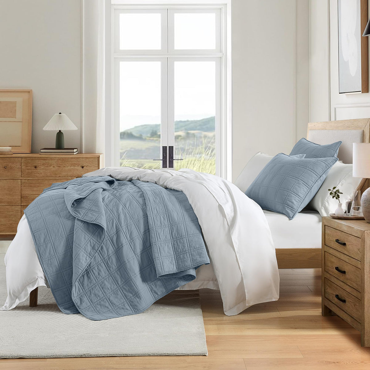 HORIMOTE HOME Adriatic Blue quilt pillow shams, complete set for a coordinated look.