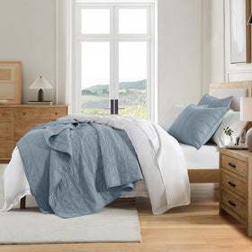 HORIMOTE HOME Adriatic Blue quilt pillow shams, complete set for a coordinated look.