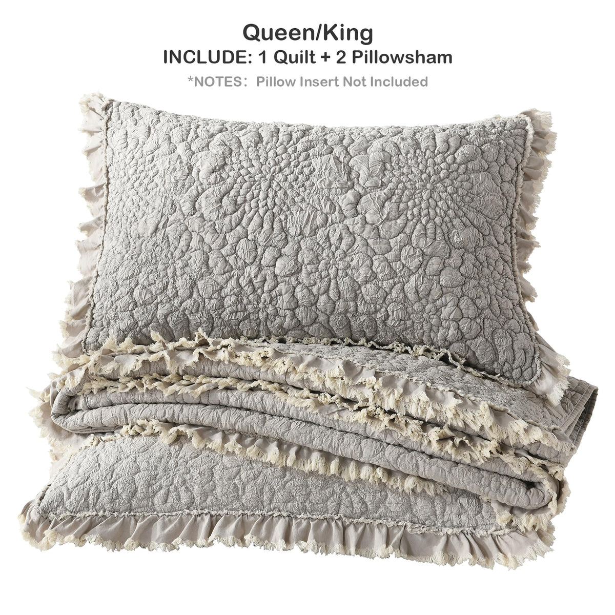HORIMOTE HOME king size bedding set includes bedspread and two shams with generous dimensions.