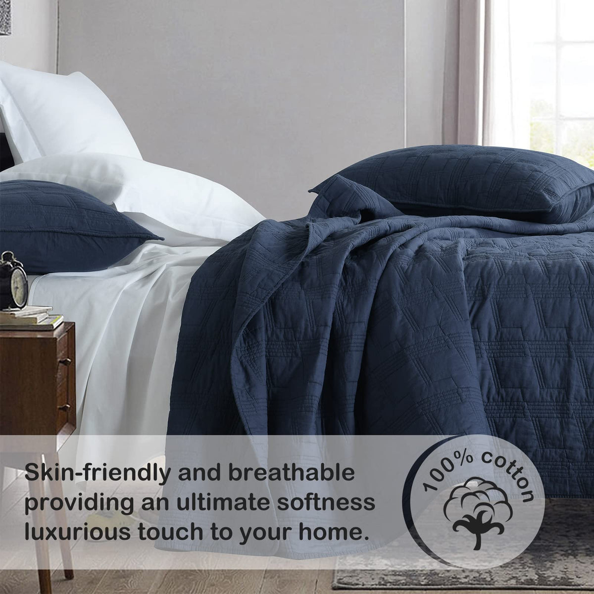HORIMOTE HOME quilt queen-size bedspread shown for easy styling.